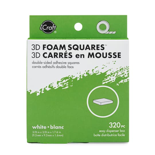 6 Packs: 320 ct. (1,920 total) iCraft White 3D Foam Squares™